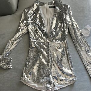 Rehab Sequin zip up romper - size s